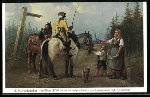 AK Kursächsischer Postillion 1790 auf dem Weg nach Königsbrück