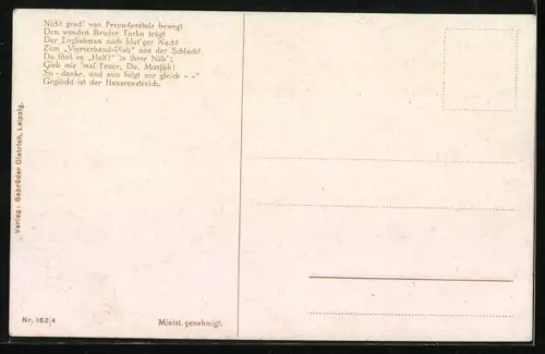 Künstler-AK Arthur Thiele: Erwischt und Gefangen, Soldaten mit dem verwundeten Turko