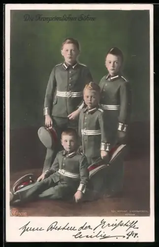 AK Die Söhne des Kronprinzen Wilhelm von Preussen in Feldgrau
