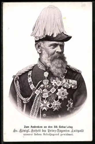 AK Porträt Prinzregent Luitpold von Bayern in Uniform mit Orden