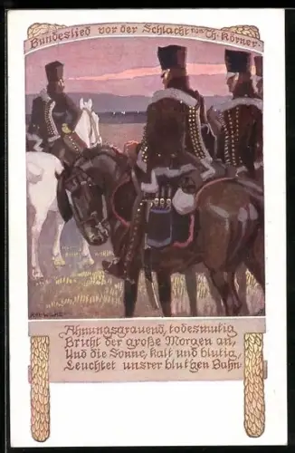 Künstler-AK Karl Alex Wilke: Schlacht v. Th. Körner