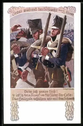 Künstler-AK Karl Alex Wilke: Vater ich preise dich!..., Gebet während der Schlacht von Th. Körner