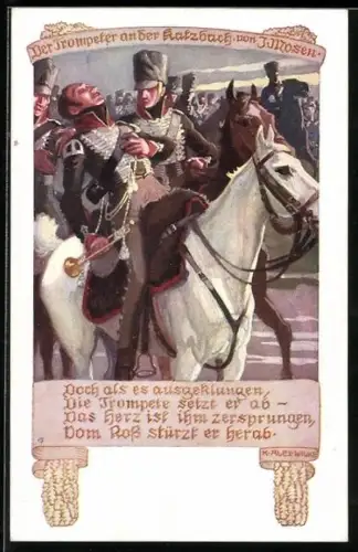 Künstler-AK Karl Alex Wilke: Deutscher Wehrverein Der Trompeter an der Katzbach