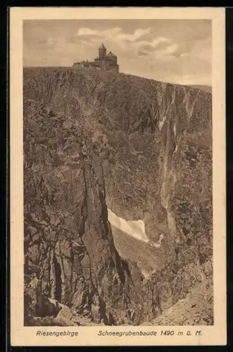 AK Schneegruben-Baude, Blick auf die Baude im Riesengebirge