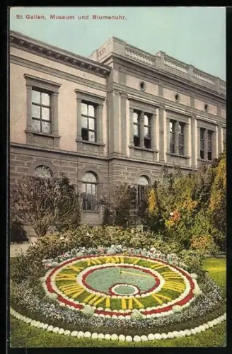 AK St. Gallen, Museum und Blumenuhr