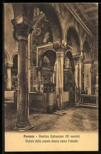 AK Parenzo, Basilica eufrasiana, Veduta della navata destra verso l`abside