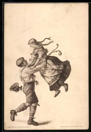 AK Liebespaar beim Volkstanz