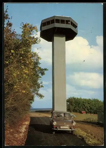 AK Zimmerau, Volkswagen VW 1500 vor dem Aussichtsturm am Büchelberg