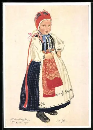 Künstler-AK Siebenbürgen, Kleine Sächsin in Tracht