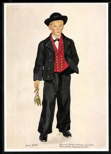 Künstler-AK Kleiner Bauernjunge aus dem Remstal