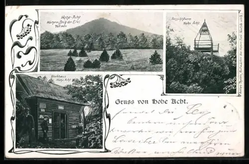 AK Adenau, Aussichtsturm Hohe Acht, Blockhaus