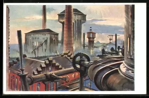 Künstler-AK Kohlscheid-Aachen /Rhld., Industrieanlagen, Eschweiler Bergwerks-Verein