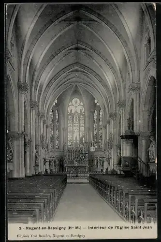 AK Nogent-en-Bassigny /H.-M., Intérieur de l`Église Saint Jean