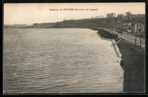 AK Charmes, Réservoir de Charmes près de la voie ferrée et paysage environnant