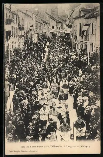 AK Langres, Fête de Notre-Dame de la Délivrance, procession du 24 mai 1914