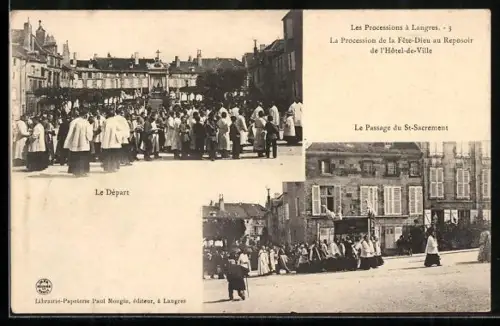 AK Langres, La Procession de la Fête-Dieu au Reposoir de l`Hôtel-de-Ville