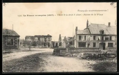 AK Tracy-le-Mont /Oise, Ruines de la Place