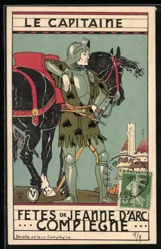 Künstler-AK Compiègne, Fêtes de Jeanne d`Arc, Le Capitaine et son cheval
