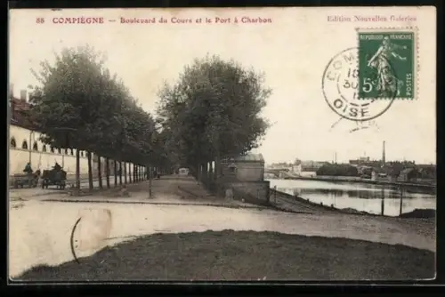 AK Compiègne, Boulevard du Cours et le Port à Charbon
