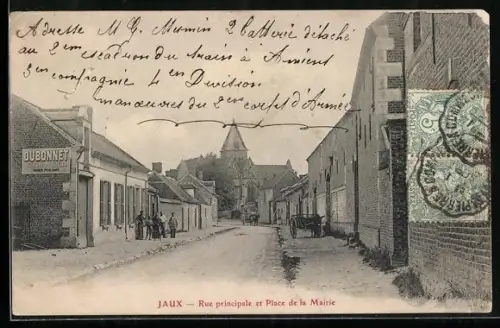 AK Jaux, Rue principale et Place de la Mairie