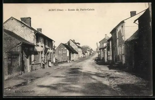 AK Achy /Oise, Route de Paris-Calais
