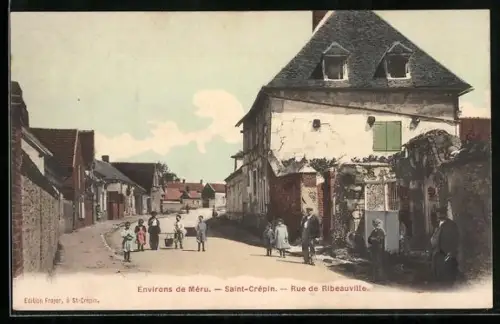 AK Saint-Crépin, Rue de Ribeauvillé avec des enfants jouant dans la rue