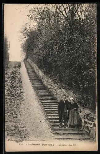 AK Beaumont-sur-Oise, Escalier des 117