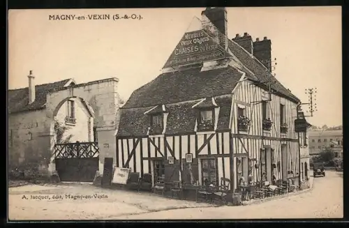 AK Magny-en-Vexin /S.-&-O., Maison à colombages et ancienne porte de la ville