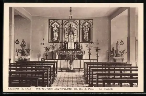 AK Sannois /S.-et-O., Institution Notre-Dame, intérieur de la chapelle