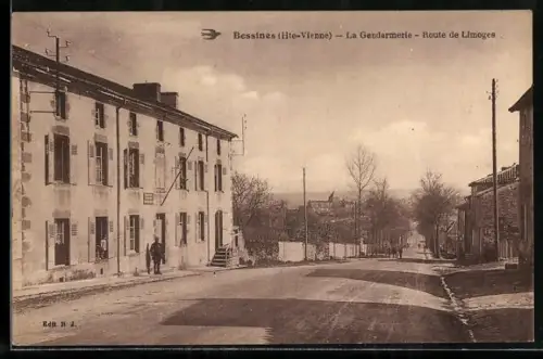 AK Bessines /Haute-Vienne, La Gendarmerie, Route de Limoges