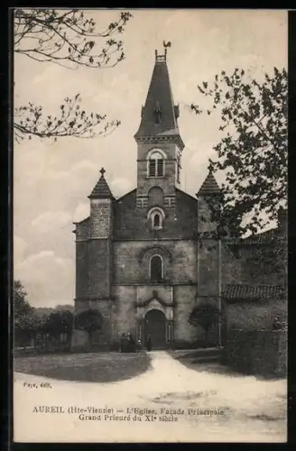 AK Aureil /Hte-Vienne, L`Église, Facade Principale, Grand Prieuré du XIe siècle