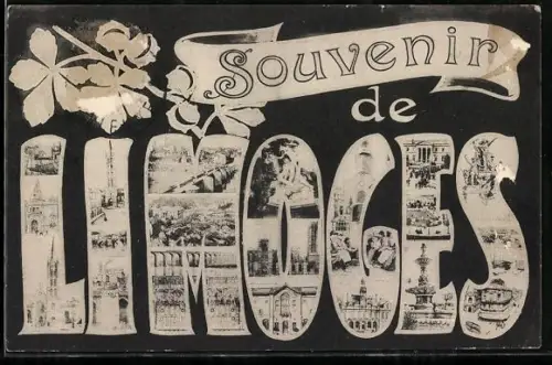 AK Limoges, Souvenir illustré de la ville avec monuments et scènes locales