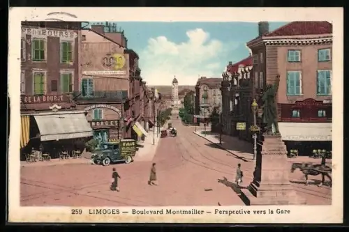 AK Limoges, Boulevard Montmailler, Perspective vers la Gare