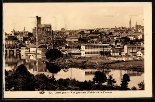 AK Limoges, Vue générale, Vallée de la Vienne