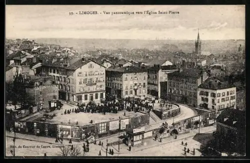 AK Limoges, Vue panoramique vers l`église Saint-Pierre