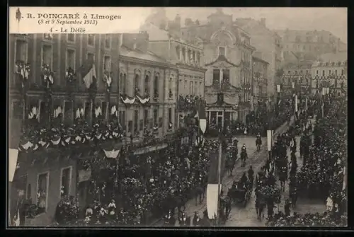 AK Limoges, R. Poincaré à Limoges, 8 et 9 Septembre 1913, Le Défilé