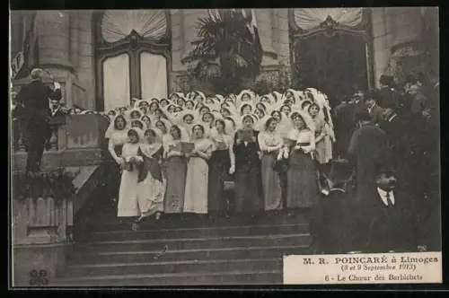AK Limoges, Le Choeur des Bardichons devant M. R. Poincaré, 8 et 9 Septembre 1913