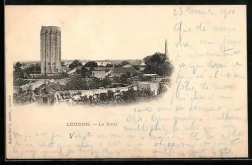 AK Loudun, La Tour et vue panoramique du village