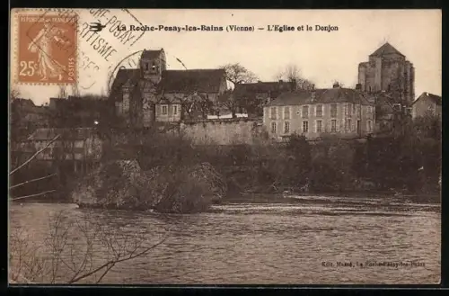 AK La Roche-Posay-les-Bains /Vienne, L`Église et le Donjon
