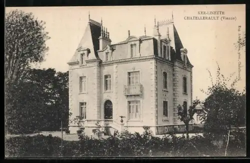 AK Châtellerault /Vienne, Ker-Linette, élégante demeure avec tourelles et jardin verdoyant