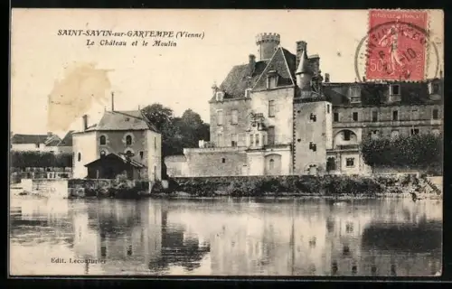 AK Saint-Savin-sur-Gartempe /Vienne, Le Château et le Moulin