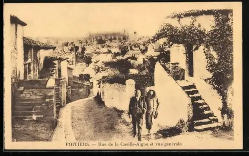 AK Poitiers, Rue de la Cueille-Aigue et vue générale