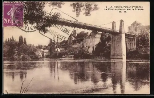AK La Roche-Posay /Vienne, Le Pont suspendu sur la Creuse