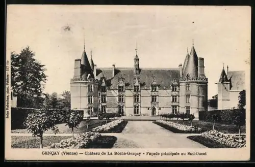 AK Gencay /Vienne, Château de La Roche-Gencay, Facade principale au Sud-Ouest