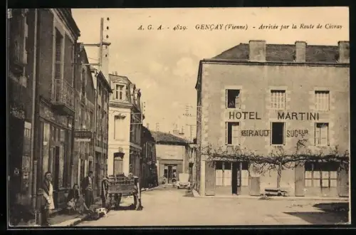AK Gencay /Vienne, Arrivée par la Route de Civray
