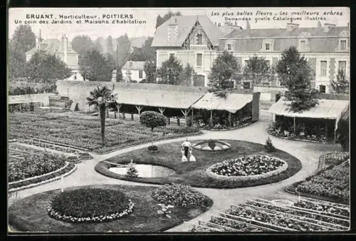 AK Poitiers, Un coin des Jardins et Maisons d`habitation