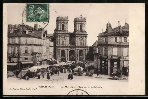 AK Auch /Gers, Le Marché et Place de la Cathédrale