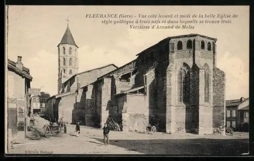 AK Fleurance /Gers, Vue de l`église gothique à trois nefs avec Verrières d`Arnaud de Moles
