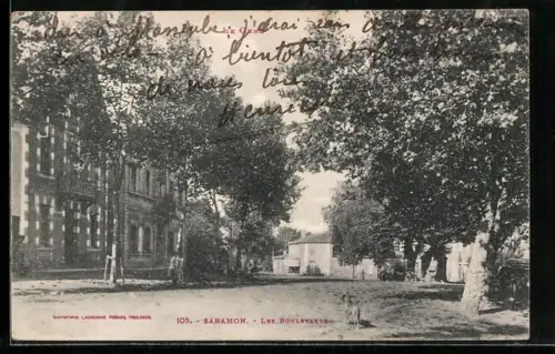 AK Saramon /Gers, Les Boulevards avec arbres et bâtiments adjacents
