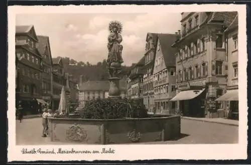AK Schwäb. Gmünd, Marienbrunnen am Markt